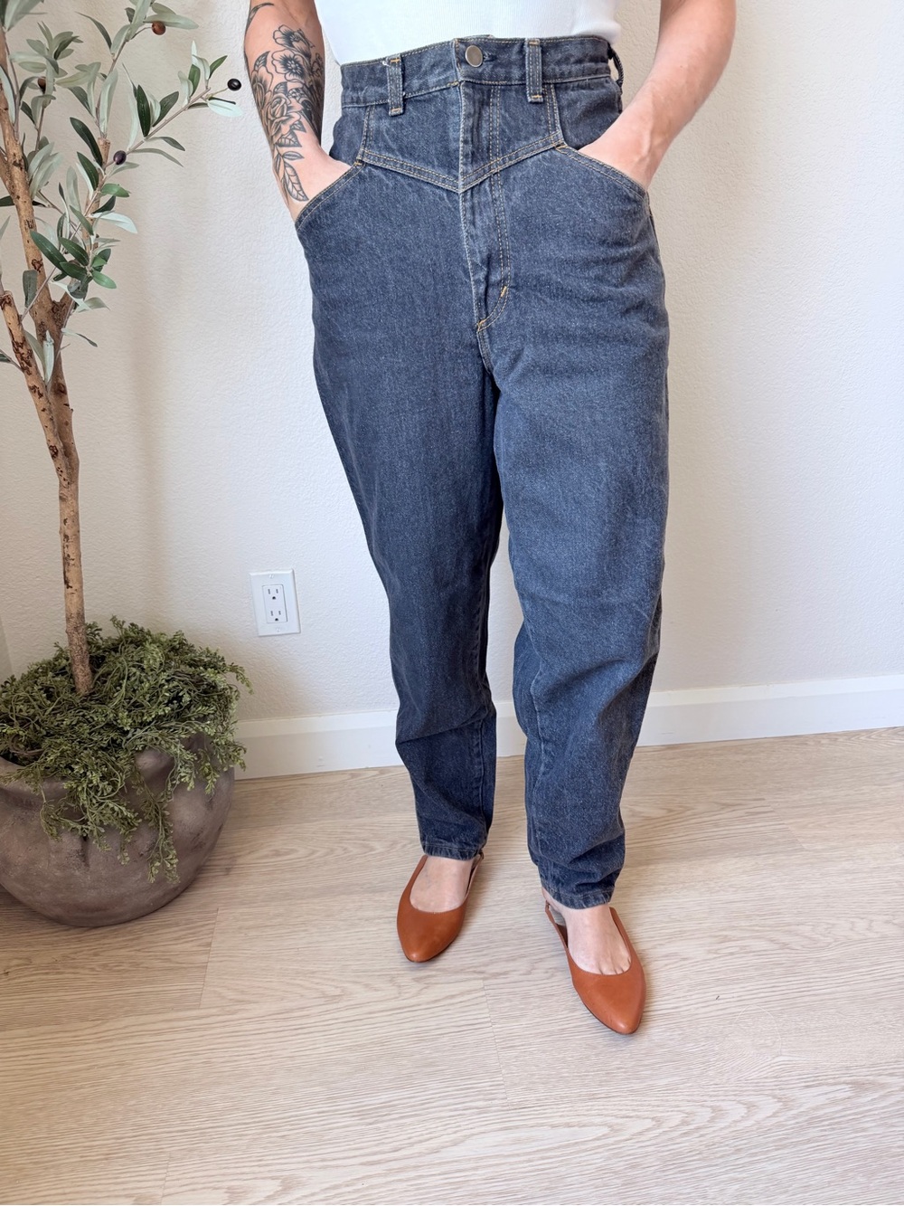 Vintage Congo Trader Bare Back Jeans Size 12 High Rise Tapered Mom Jeans USA